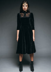 Black velvet dress with collar