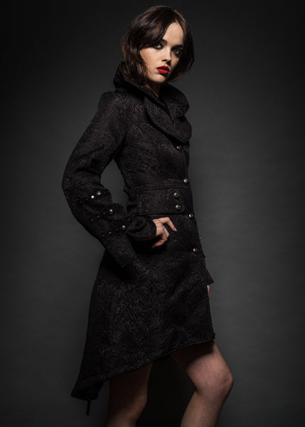 Black brocade gothic coat