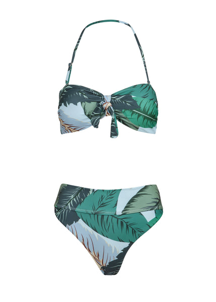 Tropical leaf print swimsuit