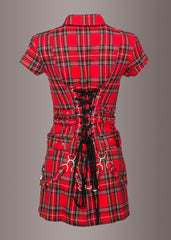 Red plaid dress with buckles