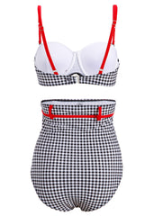 Black and white high waist swimsuit