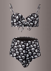 Skull bathing suit with high waist