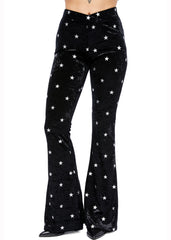 Black velvet flare trousers