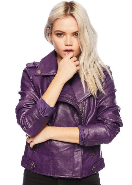 purple moto jacket
