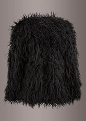 Black feathered skirt on a plain background