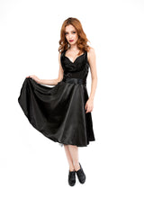 black satin dress vintage retro womens 