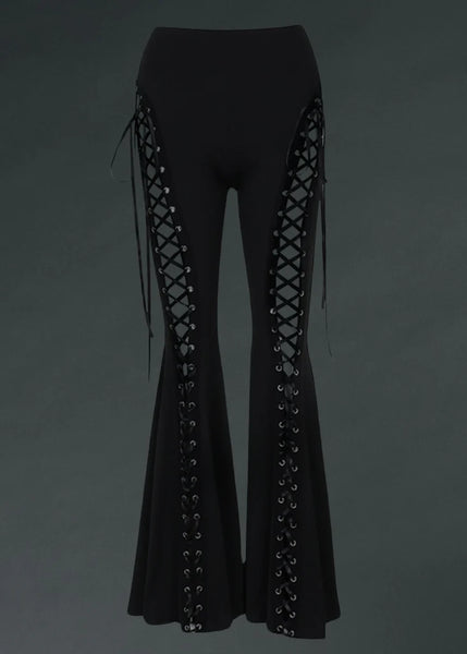 Gothic Bell Bottoms with Lace Up Details