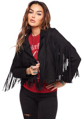 black fringe jacket festival boho rocker rock'n'roll tassel 