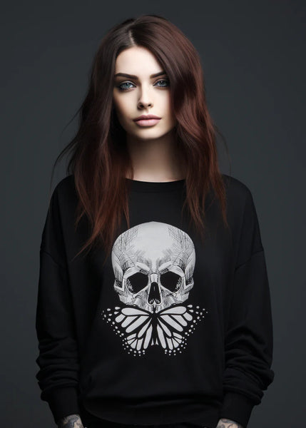 Butterfly Skull Sweater Goth Sweatshirt Jumper