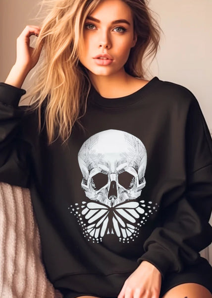 Butterfly Skull Sweater Goth Sweatshirt Jumper