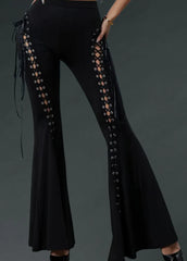 Gothic Bell Bottoms with Lace Up Details
