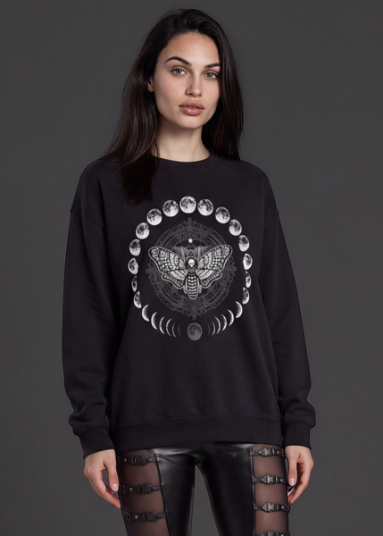 Lunar Vibes Moth Moon Gothic Sweatshirt