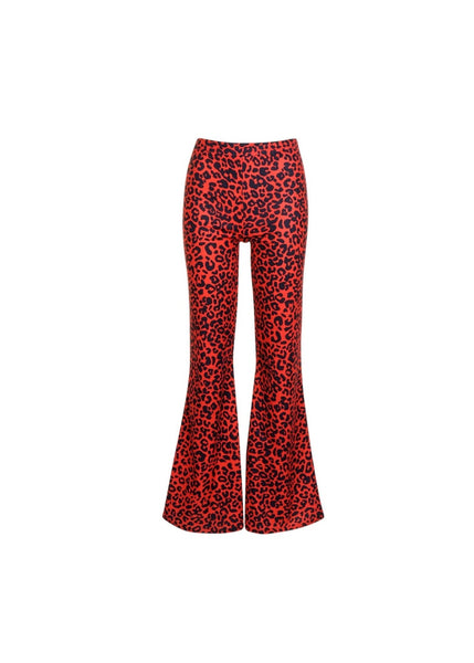 Wild Thing Red Leopard Print Bell Bottoms Flare Trousers