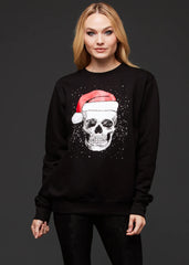 Santa Rockstar Christmas jumper sweater holiday naughty list Krampus goth skull skeleton