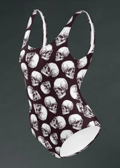 Skull Print One-Piece Swimsuit