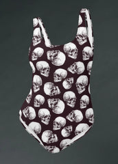 Skull Print One-Piece Swimsuit