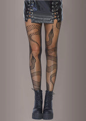 snake fishnet tights