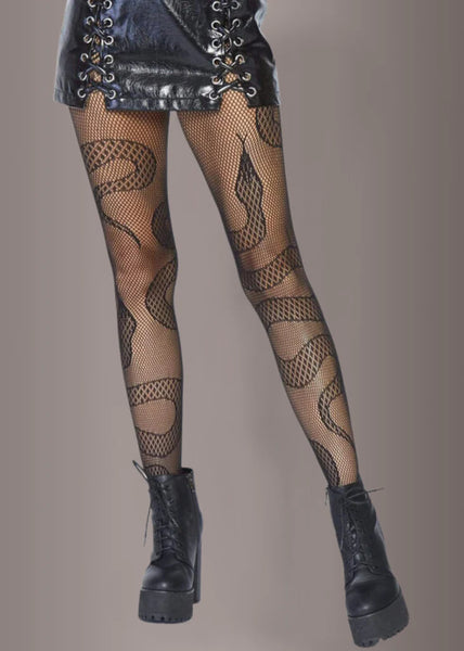 snake fishnet stockings