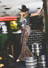 velvet leopard flare trousers festival concert outfit rocker rock shop 70s 