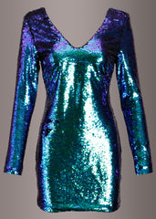 Green sequin cocktail dress