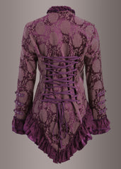 Elegant Purple Victorian Jacket with Lace Embellishments