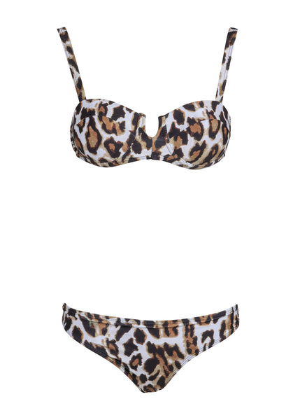 Leopard print two piece swimsuit