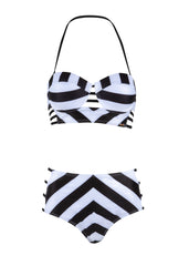 Black and white high waist bikini