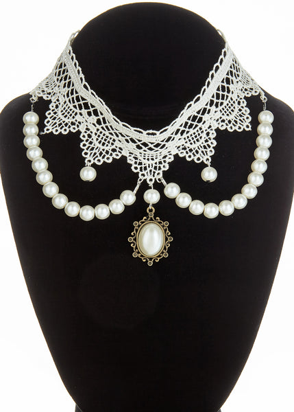 Bridal white lace necklace