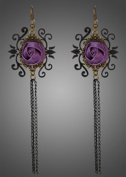 Purple Rose Earrings