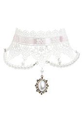 Bridal white lace necklace