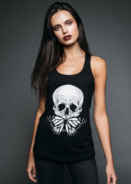 Black skull goth top