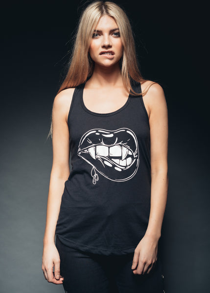 Black vampire lips tank top