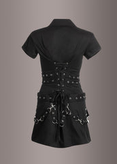 Black punk dress with buckles