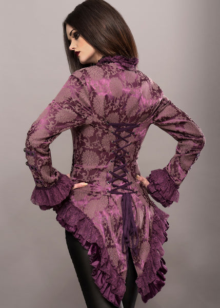 Elegant Purple Victorian Jacket with Lace Embellishments