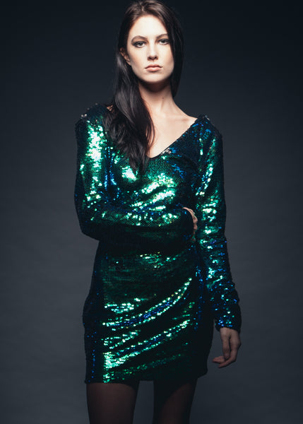 Womens green sequins dress