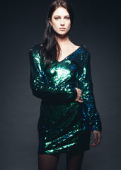 Blue sequin cocktail dress