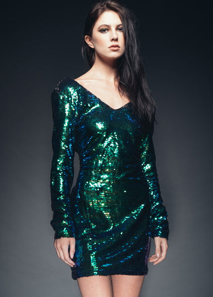 Womens blue sequin dress