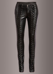 Rockstar Punk Rave Black Vegan Leather Lace-Up Pants