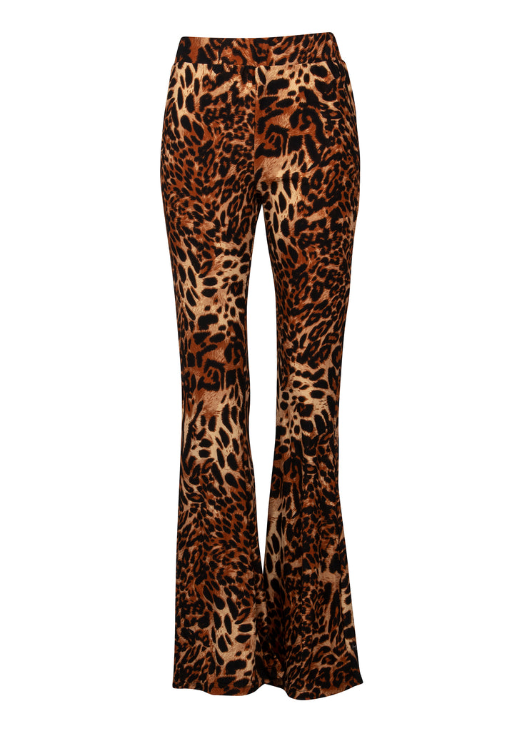 Leopard print bell bottom pants