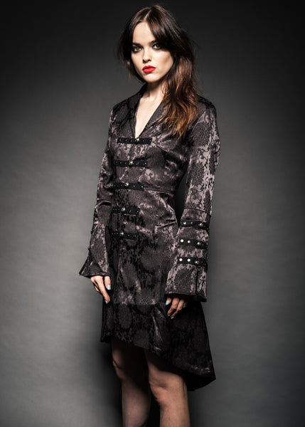 Black brocade goth coat