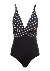 black polka dot swimsuit