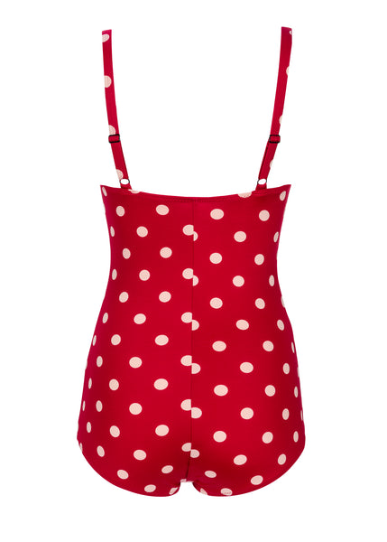 Ruby Tuesday Red Polka Dot Shirred One-Piece Swimsuit
