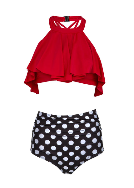 Polka dot high waisted swimsuit