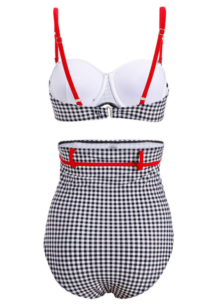 Black and white high waist swimsuit