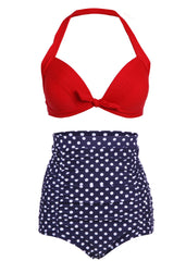 Polka dot high waisted bathing suit