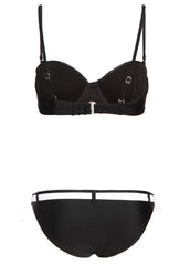 Black and white two piece bathing suit