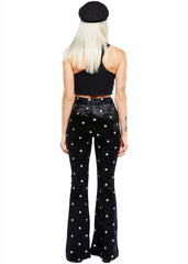 Black velvet flare pants