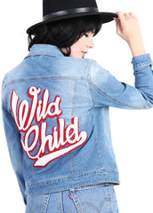 WILD CHILD Embroidered Denim Jacket