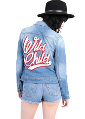 WILD CHILD Embroidered Denim Jacket