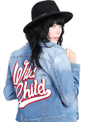 WILD CHILD Embroidered Denim Jacket